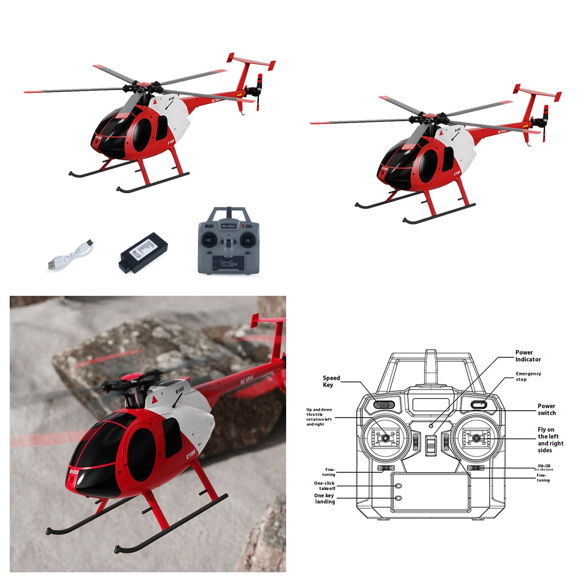 Rc Helicopter Gyro - 1/28 RC ERA C189 MD500 Bird